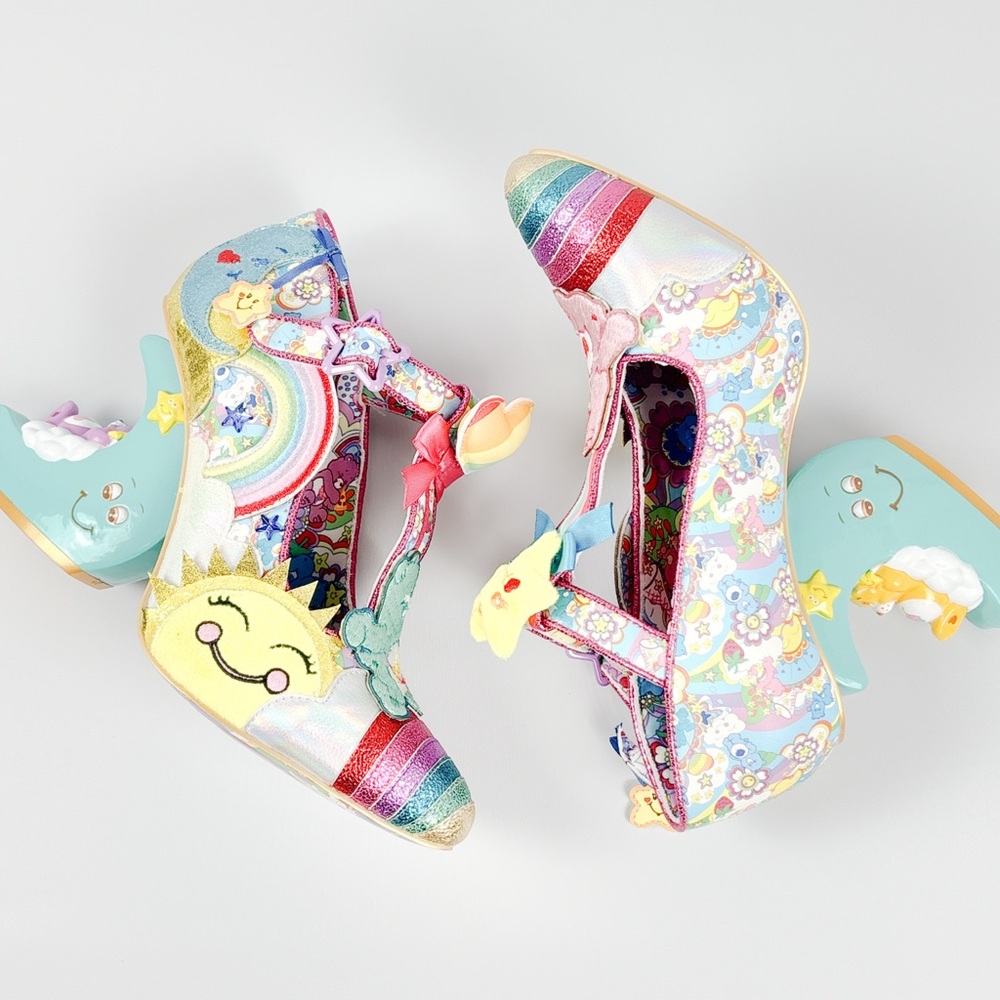 Irregular Choice × Care Bears Kingdom of Caring Heels Yellow Blue Size 40